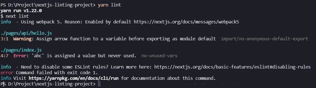 ESLint in Console