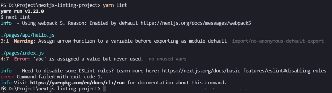 ESLint in Console